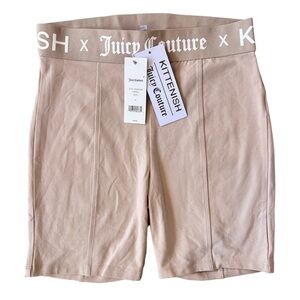 NWT JUICY COUTURE x KITTENISH Montauk Nude Cotton Logo Waistband Biker Shorts M